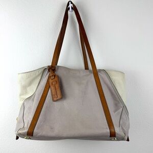 FOSSIL Expandable by Zip Sides Tote/Shoulder Bag Neutral Colors Boho - FLAW